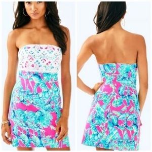 LILLY PULITZER | Brynn Strapless Dress Raz Berry Lobsters in Love Women’s Size 8